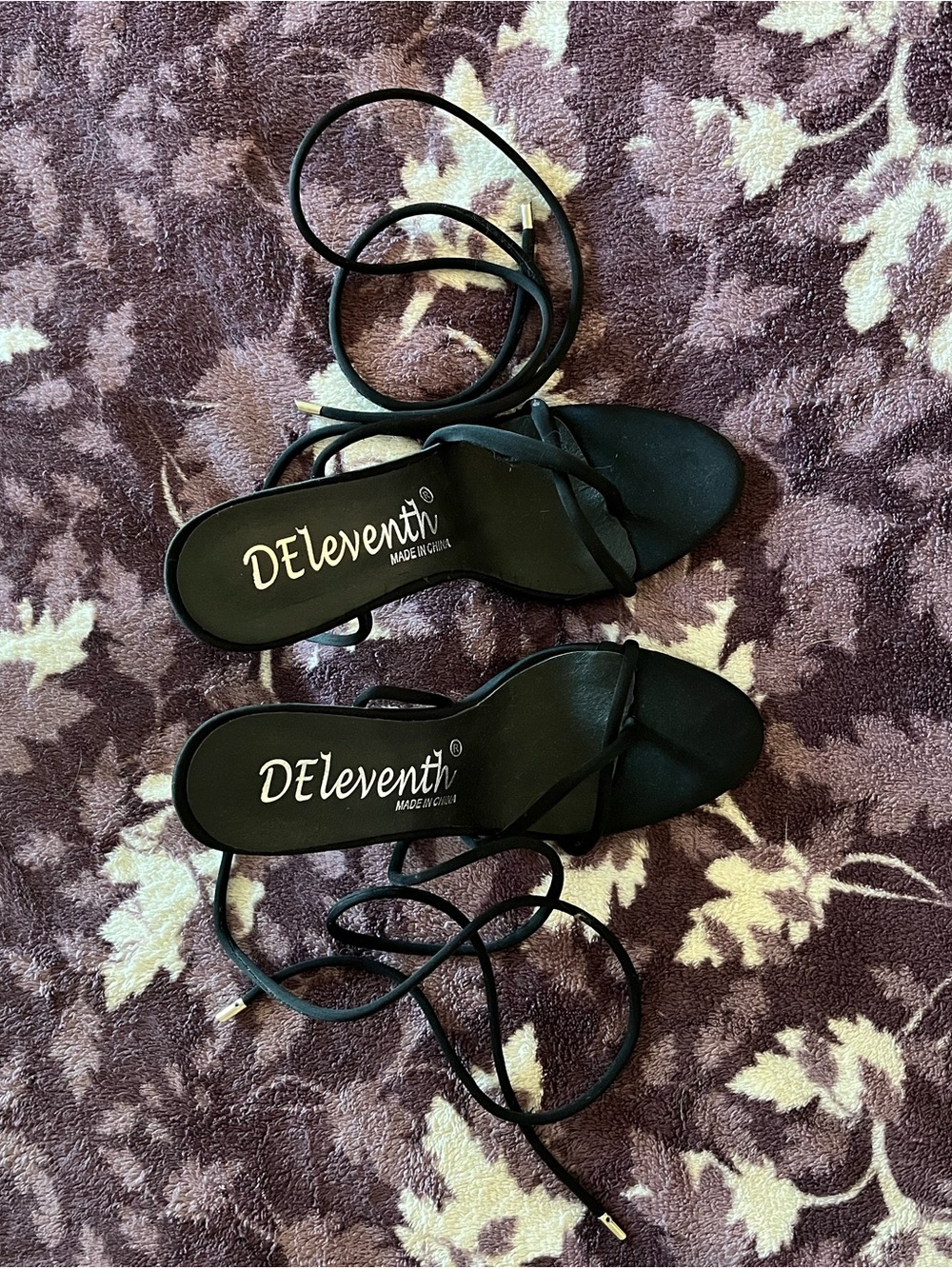 Nordstrom Black Lace-Up Wrap Sandals